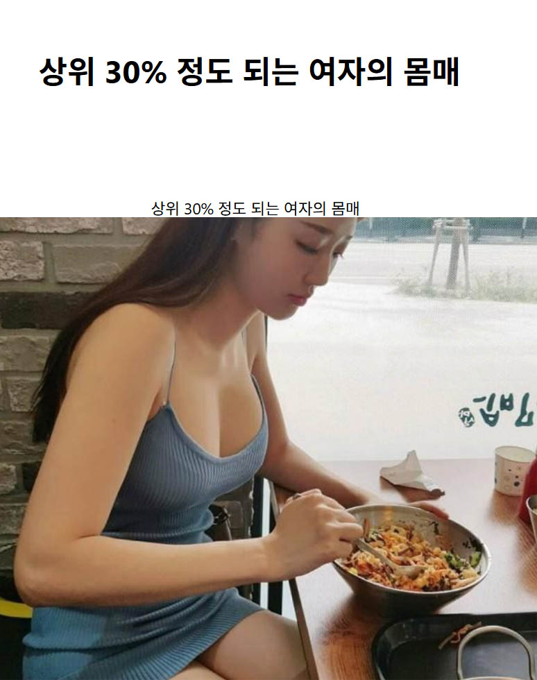 상위 30% 정도 되는 여자의 몸매