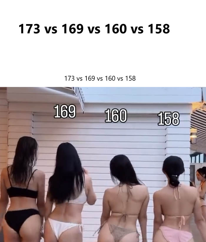 173 vs 169 vs 160 vs 158